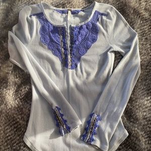 Free people embroidered long sleeve shirt